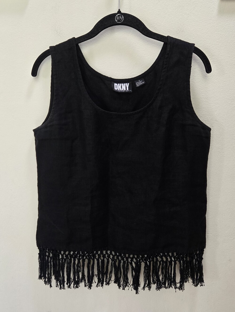 DKNY Linen Tassel Hem Top